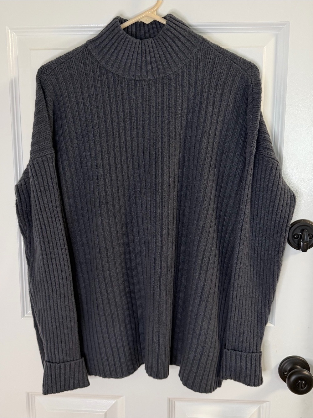 LOFT Charcoal Ribbed Turtleneck Sweater